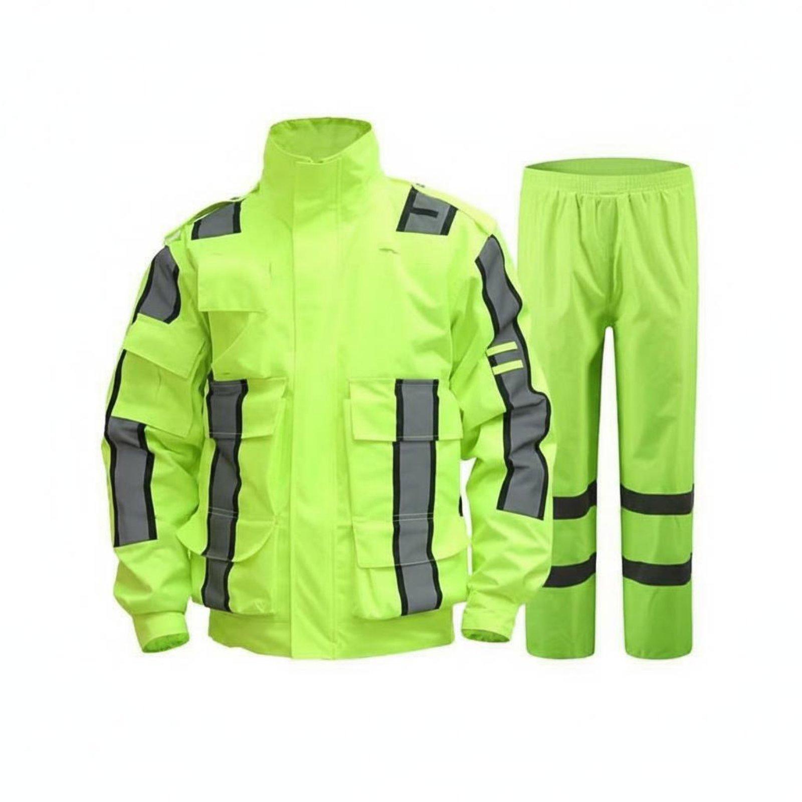 Motorcycle Gear Jacket And Pants - Wodoodporny, odblaskowy kombinezon przeciwdeszczowy o wysokiej