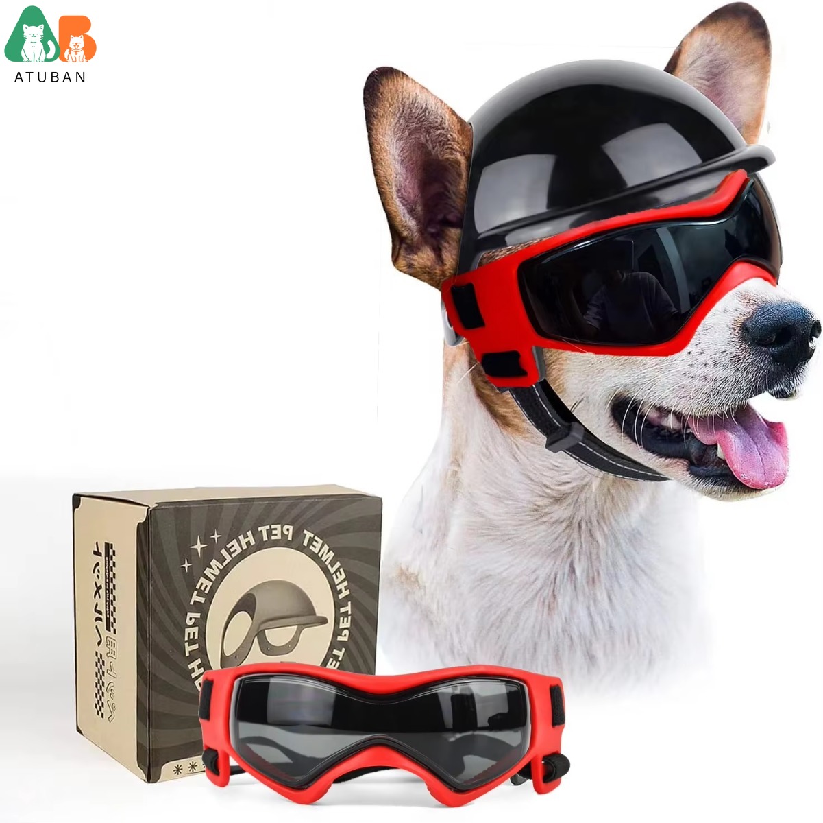 Motorcycle Gear Dogs - Okulary przeciwsłoneczne dla psów Zestaw kasków