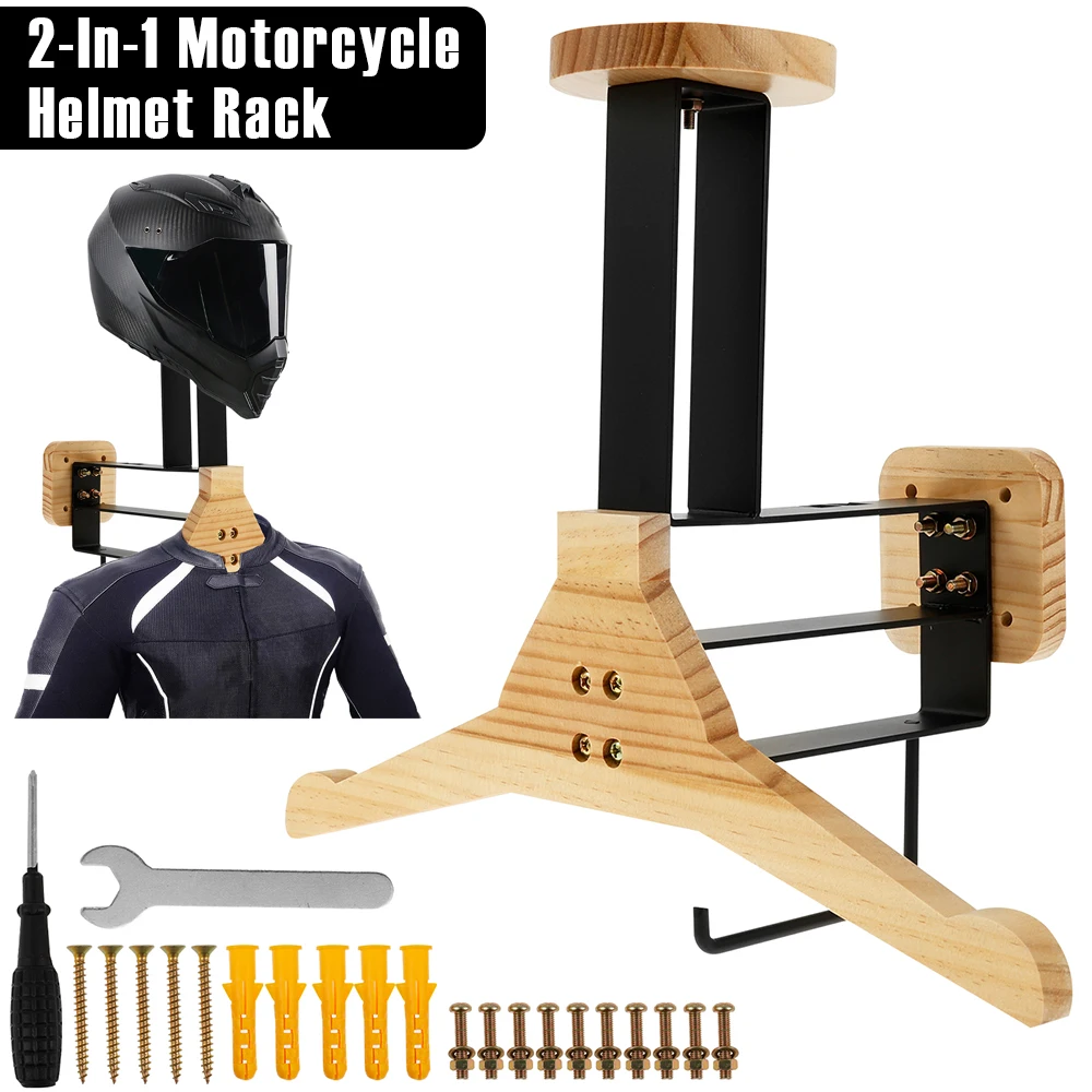 Motorcycle Gear Holder - Stojak na kask motocyklowy, drewniany uchwyt
