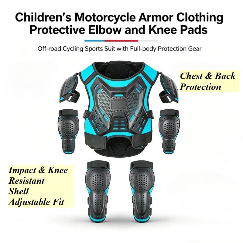 Motorcycle Gear Full Suit - Dziecięcy kombinezon motocyklowy z ochraniaczami na