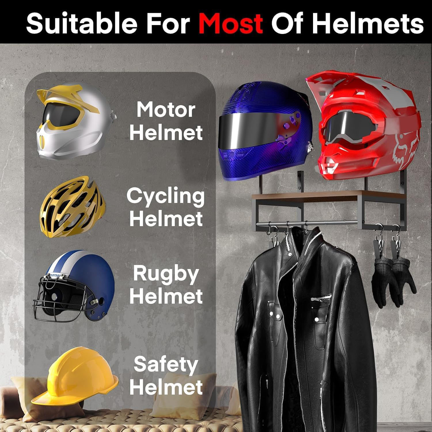 Drewniany uchwyt ścienny na ka – Motorcycle Gear Holder recenzja i cena