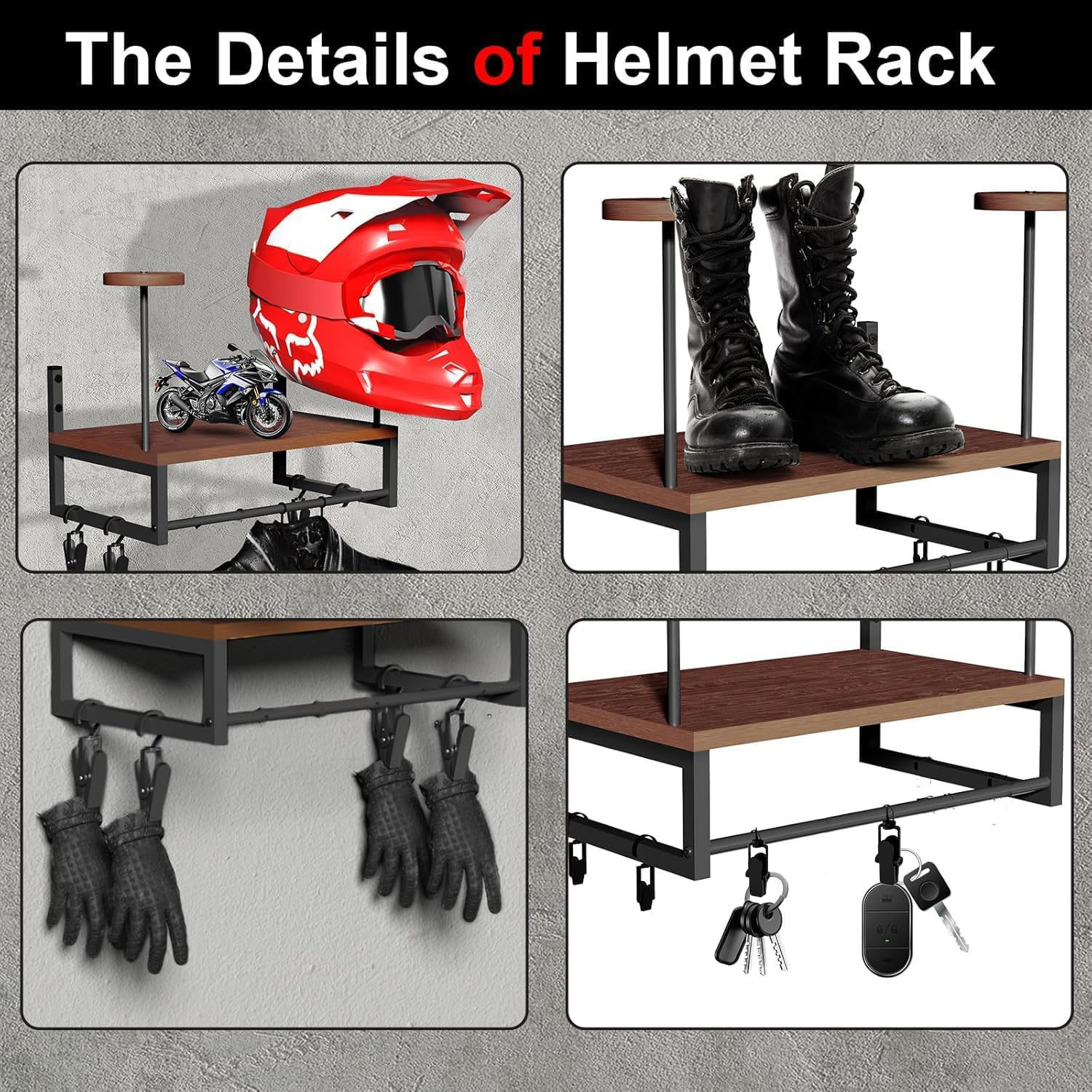 Drewniany uchwyt ścienny na ka – Motorcycle Gear Holder recenzja i cena